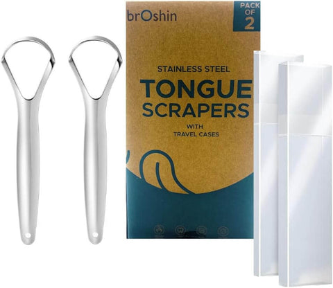 Broshin Limpiadores Raspador Lengua Metal Acero Inoxidable Cuidado Bucal Higiene Dental Higiene Bucal Cuidado Dientes