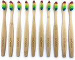 Broshin Cepillos de Dientes Biodegradables de Bambú sin BPA con Cerdas Suaves de Color Arcoíris Ecológicos